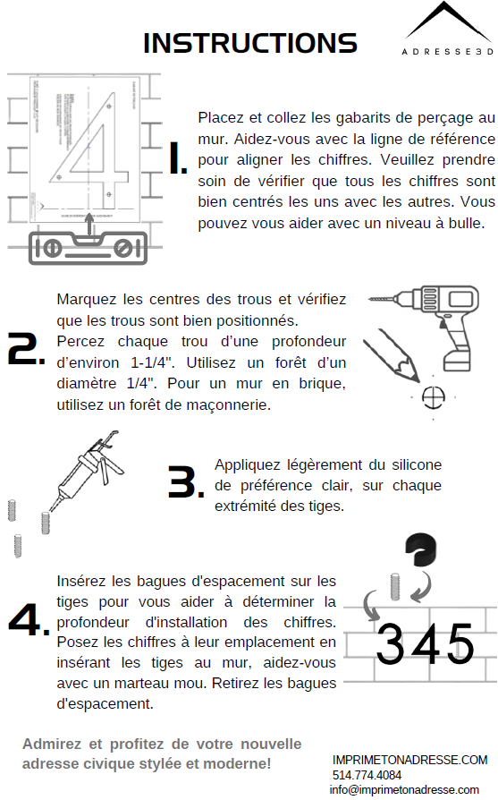 Chiffre d'adresse extérieur 6 Po