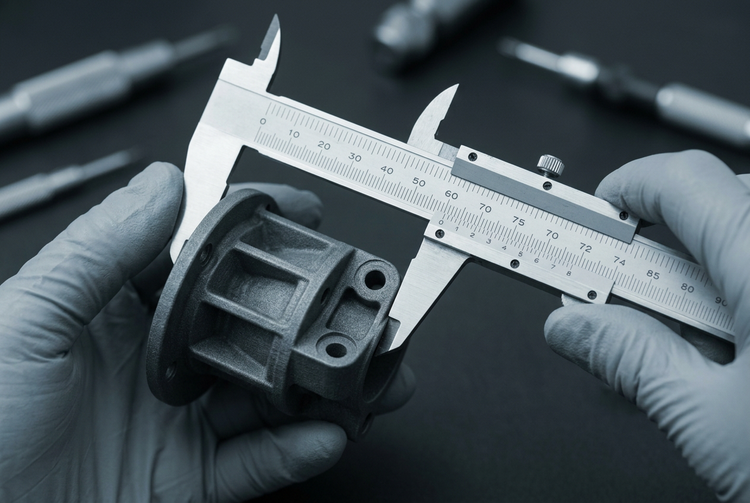 Pièce imprimée en 3D mesurée au vernier